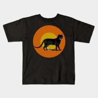 Halloween Black Cat, Signs and Sumbols - Black, Orange and Ochre Kids T-Shirt